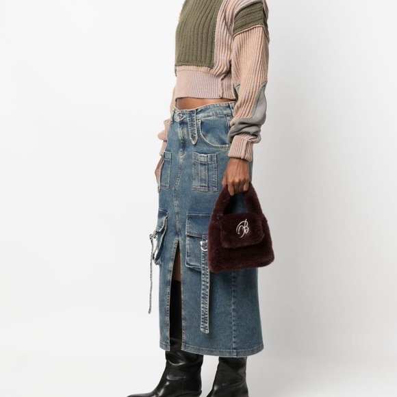 Blumarine Rhinestone B-Logo Fur Bag NWT - Picture 2 of 4